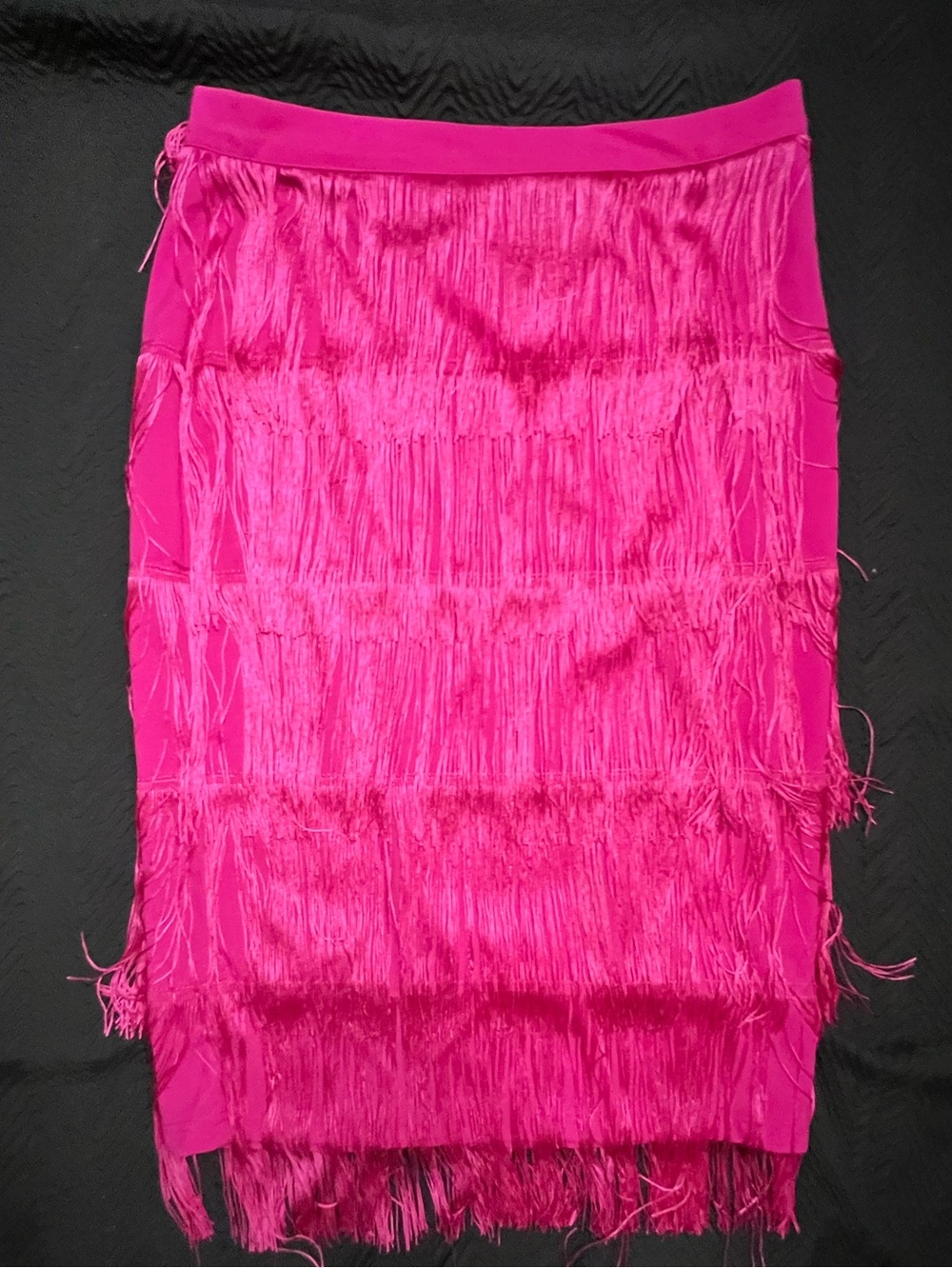 AOMEI Hot Pink Tiered Fringe Bodycon Midi Skirt Plus Size 1XL